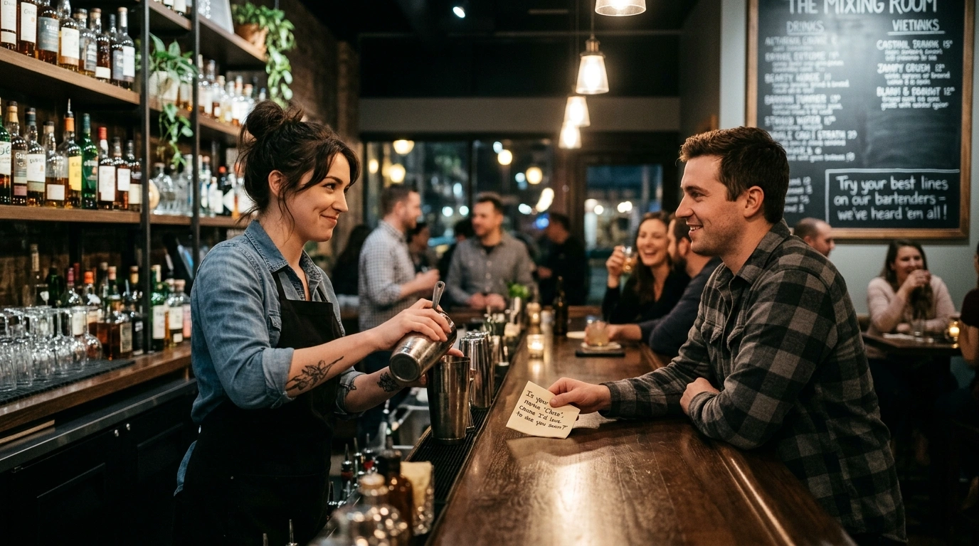 Food and Drink-Themed Pickup Lines for Bartenders